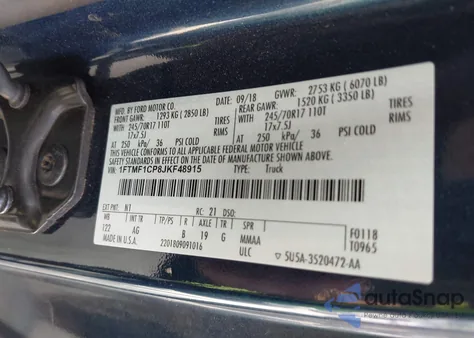 2018 Ford F-150 Xl from USA, damaged, VIN 1FTMF1CP8JKF48915